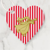 クリスマスモダン天使ストライプ赤い白金ゴールド フェイバータグ (正面)