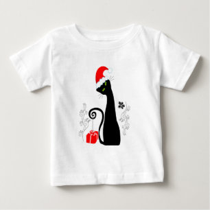 クリスマスモダン子猫 ベビーTシャツ