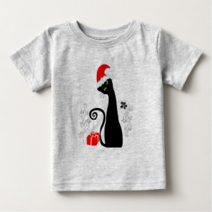 クリスマスモダン子猫 ベビーTシャツ