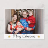 クリスマスモダン家族の写真ホリデーはがき シーズンポストカード (正面)