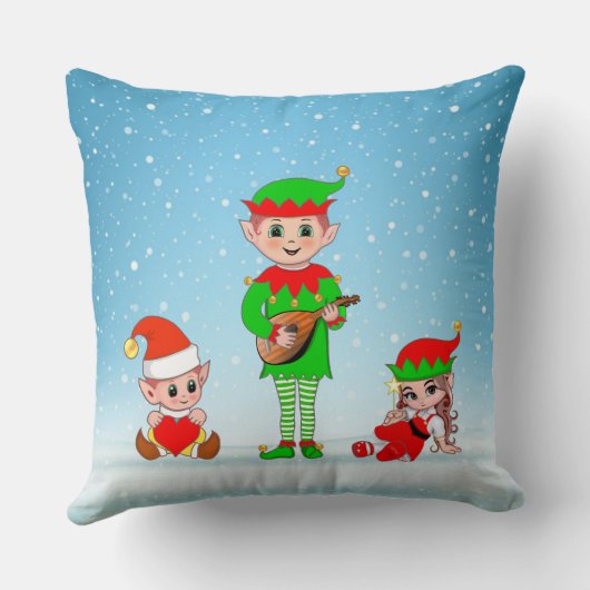 クリスマスモダン小妖精や小人隊 クッション (裏面)