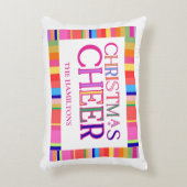 クリスマスモダン応援カラフルストライプの アクセントクッション (正面(垂直))