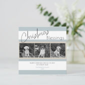 クリスマスモダン恵みライトティール(緑がかった色)ブルー写真 シーズンカード (スタンド正面)