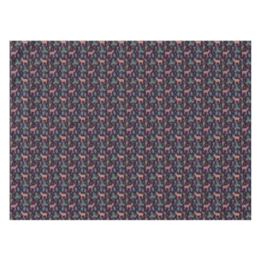 クリスマスモダン抽象芸術鹿離れの花咲き テーブルクロス (正面(横))