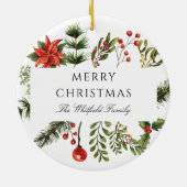 クリスマスモダン植物性青緑の家族 セラミックオーナメント (裏面)