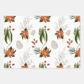 クリスマスモダン花模様の緑 ラッピングペーパーシート (正面2)