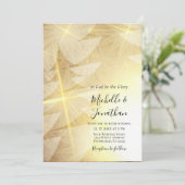 クリスマスモダン金ゴールドツリー星クリスチャン結婚ズ 招待状 (スタンド正面)