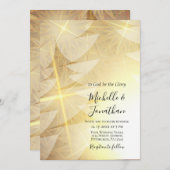 クリスマスモダン金ゴールドツリー星クリスチャン結婚ズ 招待状 (正面/裏面)