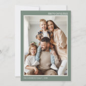 クリスマスモダン4家族の写真コラージュセージグリーン シーズンカード (正面)