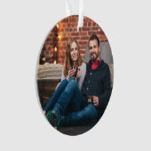 クリスマスモダン |カップル写真Burgundy Maroon オーナメント (正面)
