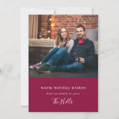 クリスマスモダン |カップル写真Burgundy Maroon シーズンカード (正面)