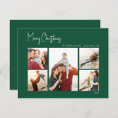 クリスマスモダン |グリーンファイブ・フォト・ホリデー・カード シーズンカード (正面/裏面)