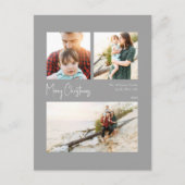 クリスマスモダン |シルバー中心の3枚の写真 シーズンポストカード (正面)