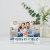 クリスマスモダン |トレンディースタイリッシュティール(緑がかった色)写真 シーズンカード (スタンド正面)