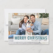 クリスマスモダン |トレンディースタイリッシュティール(緑がかった色)写真 シーズンカード (正面)