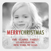 クリスマスモダン |ホリデーフォト差出人住所 スクエアシール (正面)