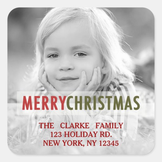 クリスマスモダン |ホリデーフォト差出人住所 スクエアシール (正面)