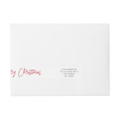 クリスマスモダン |レッドスクリプト差出人住所 ラップアラウンド宛名ラベル (正面)