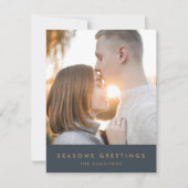 クリスマスモダン |石板グレーと金ゴールド写真 シーズンカード (正面)