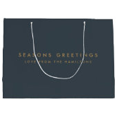 クリスマスモダン |石板グレーと金ゴールド ミニマル ラージペーパーバッグ (裏面)