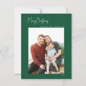 クリスマスモダン |緑の縦型独身の写真 シーズンカード (正面)