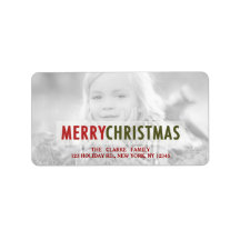 クリスマスモダン |赤い休日の写真住所 シール