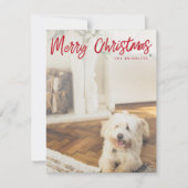 クリスマスモダン |赤い手書きスクリプトフォト シーズンカード (正面)