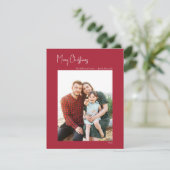 クリスマスモダン |赤い縦型独身の写真 シーズンカード (スタンド正面)
