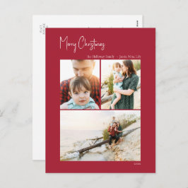 クリスマスモダン |赤い縦型3枚の写真 シーズンポストカード