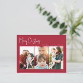 クリスマスモダン |赤い3枚の写真 シーズンポストカード (スタンド正面)