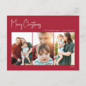 クリスマスモダン |赤い3枚の写真 シーズンポストカード (正面)