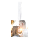 クリスマスモダン |赤面ピンクと金ゴールド写真 キューブオーナメント (正面)