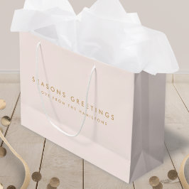 クリスマスモダン |赤面ピンクと金ゴールド ミニマル ラージペーパーバッグ