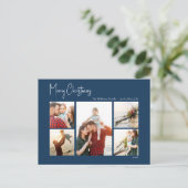 クリスマスモダン |青いスクリプト(5枚) シーズンポストカード (スタンド正面)