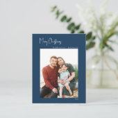 クリスマスモダン |青い縦型独身の写真 シーズンカード (スタンド正面)