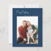 クリスマスモダン |青い縦型独身の写真 シーズンカード (正面)