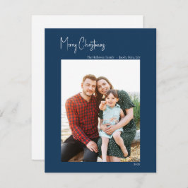 クリスマスモダン |青い縦型独身の写真 シーズンカード