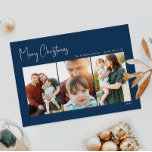 クリスマスモダン |青い3枚の写真のホリデーカード シーズンカード<br><div class="desc">クリスマスモダン | blue three-photo holiday cardは、あなたのミニマリストにピッタリのシックなbohoブルーとホワイトの休日の挨拶に最適。手書きミニマルの書道は繊細で素朴で上品で上品な生活をエレガント続ける。この製品に関する全てが編集可能なので、自由に感じ写真やより多くの文字を追加できる。デザインもしに関するご質問は、お気軽にお問い合わせください！</div>