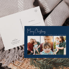 クリスマスモダン |青い3枚の写真 シーズンポストカード