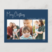 クリスマスモダン |青い3枚の写真 シーズンポストカード (正面)