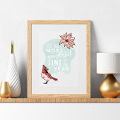 クリスマスモダン（鳥）ショウジョウコウカンチョウ季節 ポスター