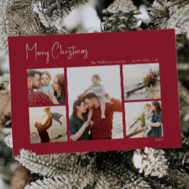クリスマスモダン | Red Five-Photo Holiday Card シーズンカード