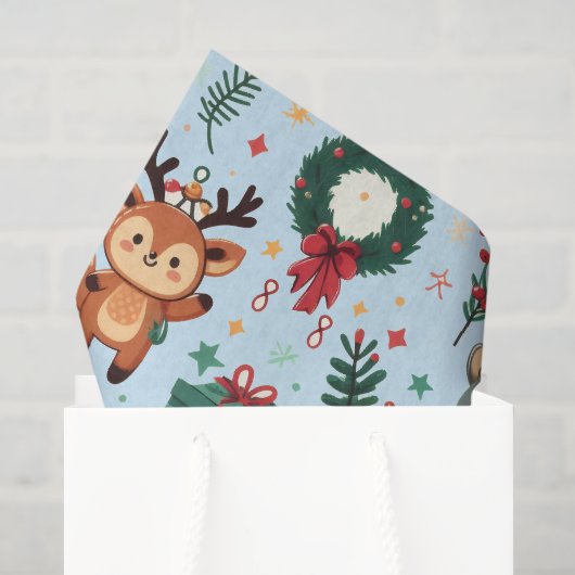 クリスマスモチーフと幻想的な動物 薄葉紙 (ギフトバッグ)