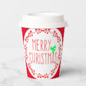 クリスマスモチーフの紙カップ(オプションの蓋付き) 紙コップ (裏面)