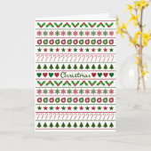 クリスマスモチーフパターン 緑 白 赤 ハート カード (黄色い花)