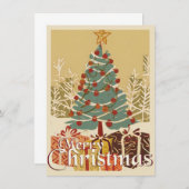 クリスマスモチーフ，クリスマスツリーの下にプレゼント付き (正面/裏面)