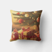 クリスマスモチーフ,クリスマスツリーの下にプレゼント付き クッション (裏面)