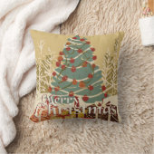 クリスマスモチーフ，クリスマスツリーの下にプレゼント付き クッション (ブランケット)