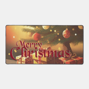 クリスマスモチーフ,クリスマスツリーの下にプレゼント付き デスクマット