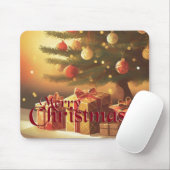 クリスマスモチーフ,クリスマスツリーの下にプレゼント付き マウスパッド (マウス)